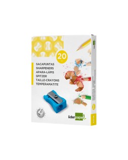 Sacapuntas liderpapel metalico cuña 1 uso color azul