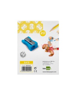 Sacapuntas liderpapel metalico cuña 1 uso color azul