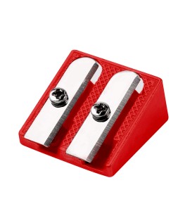 Sacapuntas liderpapel metalico cuña 2 usos color rojo