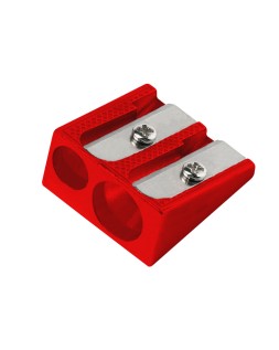 Sacapuntas liderpapel metalico cuña 2 usos color rojo