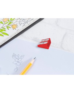 Sacapuntas liderpapel metalico cuña 2 usos color rojo