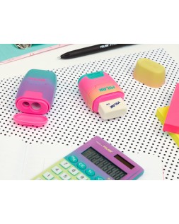 Sacapuntas milan compact sunset plastico 2 usos con goma de borrar colores surtidos
