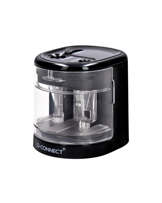 Sacapuntas q-connect kf14568 electrico de sobremesa cable usb/4 pilas aa afila cuchilla diametros de 6 a 12mm dos usos