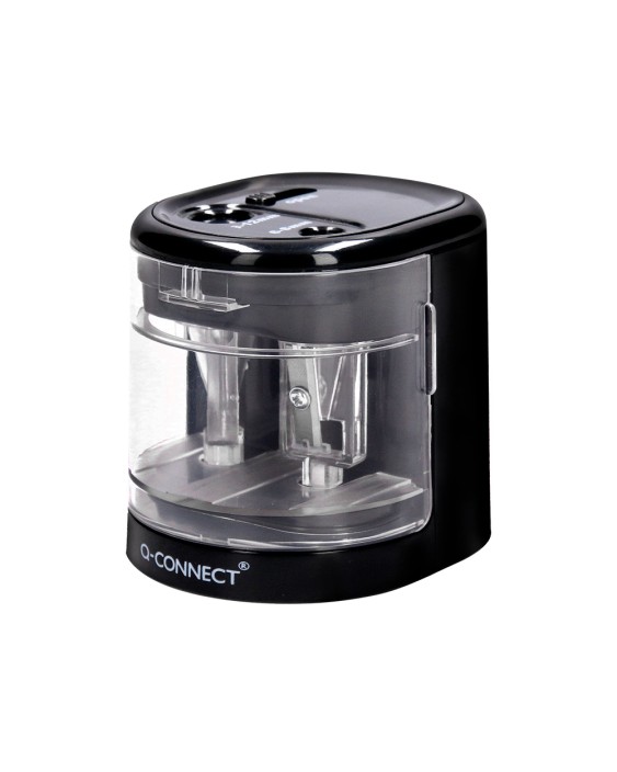 Sacapuntas q-connect kf14568 electrico de sobremesa cable usb/4 pilas aa afila cuchilla diametros de 6 a 12mm dos usos