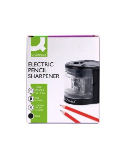 Sacapuntas q-connect kf14568 electrico de sobremesa cable usb/4 pilas aa afila cuchilla diametros de 6 a 12mm dos usos
