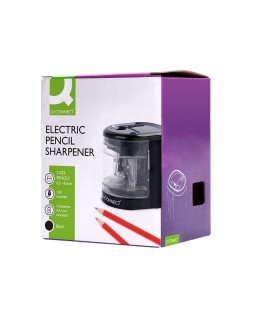 Sacapuntas q-connect kf14568 electrico de sobremesa cable usb/4 pilas aa afila cuchilla diametros de 6 a 12mm dos usos