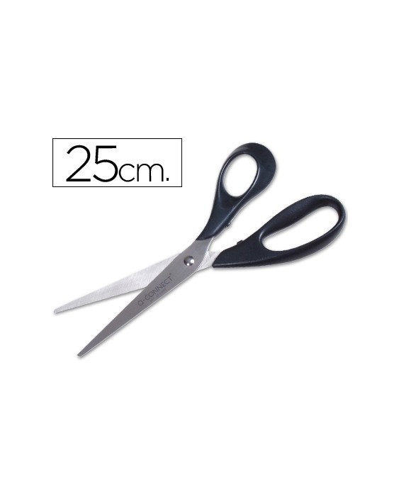 Tijera oficina q-connect inoxidable 10" 25 cm blister