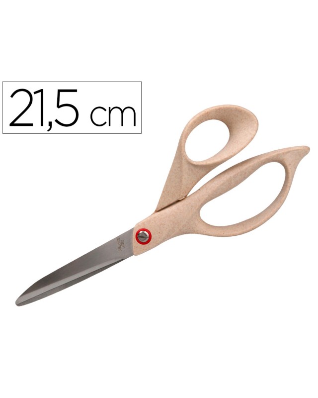 Tijera oficina liderpapel acero inoxidable mango eco material 8" 21,5 cm en blister