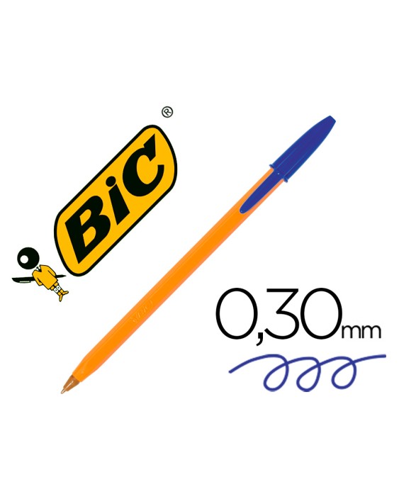 Boligrafo bic naranja fine original azul