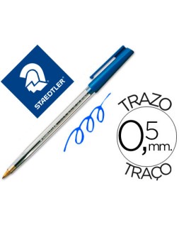 Boligrafo staedtler stick azul con capuchon