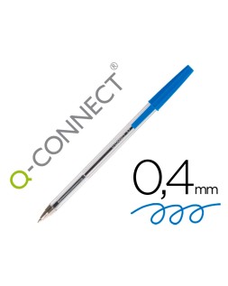 Boligrafo transparente q-connect azul medio kf26039