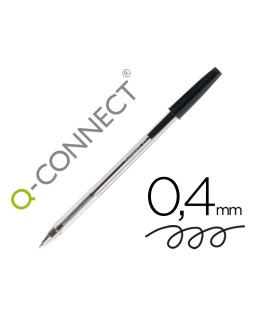 Boligrafo transparente q-connect negro medio kf26040