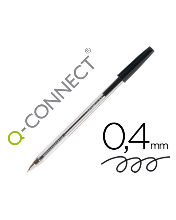 Boligrafo transparente q-connect negro medio kf26040