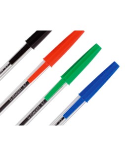 Boligrafo transparente q-connect negro medio kf26040