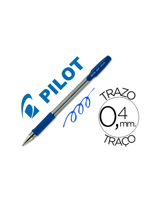 Boligrafo pilot bps-gp azul sujecion de caucho tinta base de aceite con capuchon