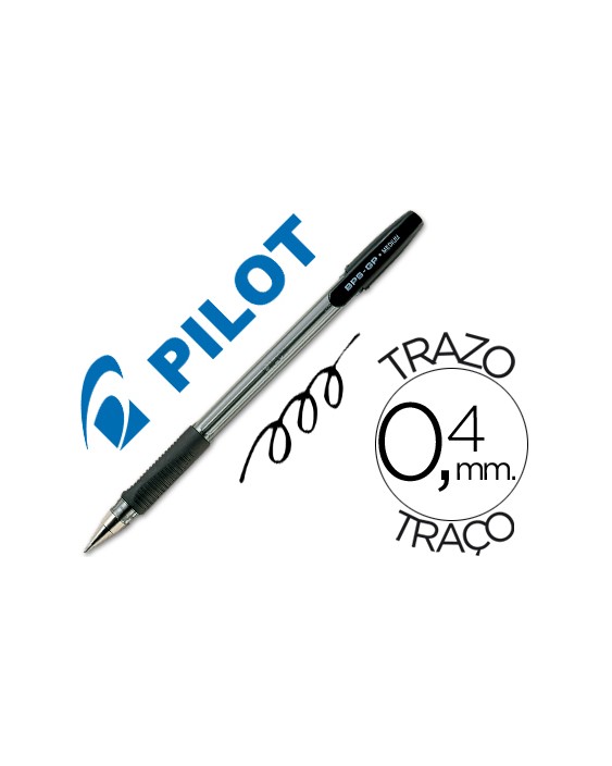 Boligrafo pilot bps-gp negro sujecion de caucho tinta base de aceite con capuchon