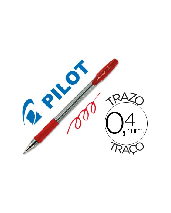 Boligrafo pilot bps-gp rojo sujecion de caucho tinta base de aceite con capuchon