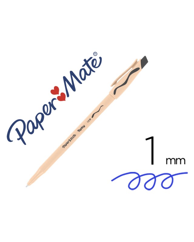 Boligrafo replay negro con goma de borrar