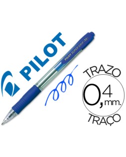 Boligrafo pilot super grip azul retractil sujecion de caucho tinta base de aceite