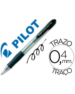 Boligrafo pilot super grip negro retractil sujecion de caucho tinta base de aceite