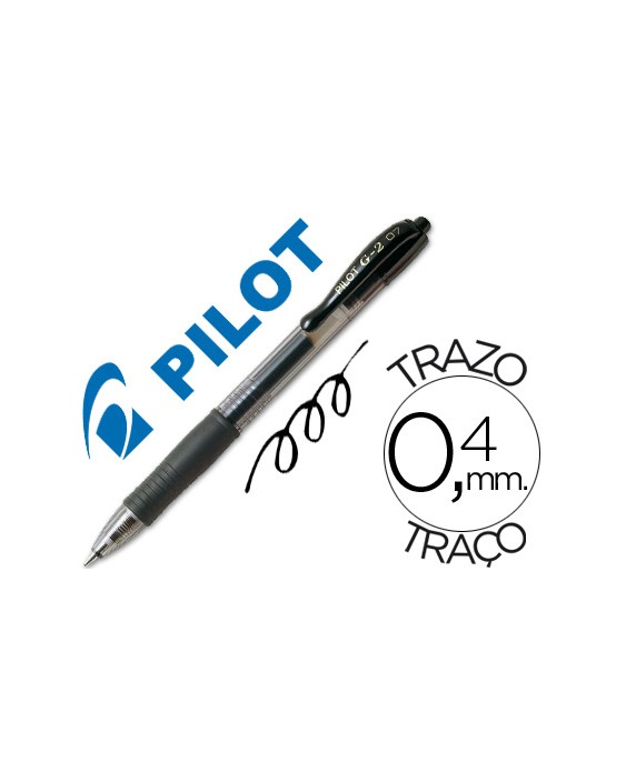 Boligrafo pilot g-2 negro tinta gel retractil sujecion de caucho