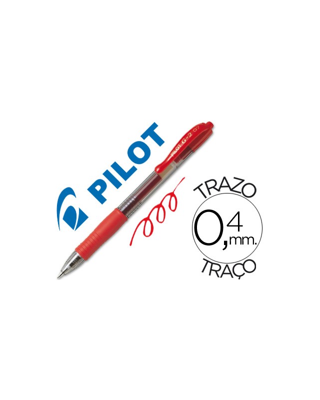 Boligrafo pilot g-2 rojo tinta gel retractil sujecion de caucho