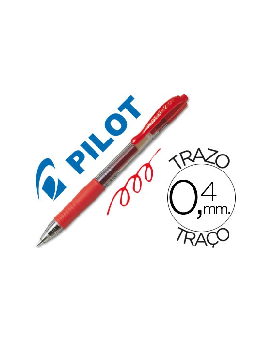 Boligrafo pilot g-2 rojo tinta gel retractil sujecion de caucho