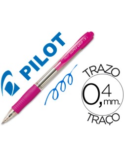 Boligrafo pilot super grip rosa retractil sujecion de caucho tinta base de aceite