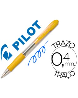 Boligrafo pilot super grip amarillo retractil sujecion de caucho tinta base de aceite