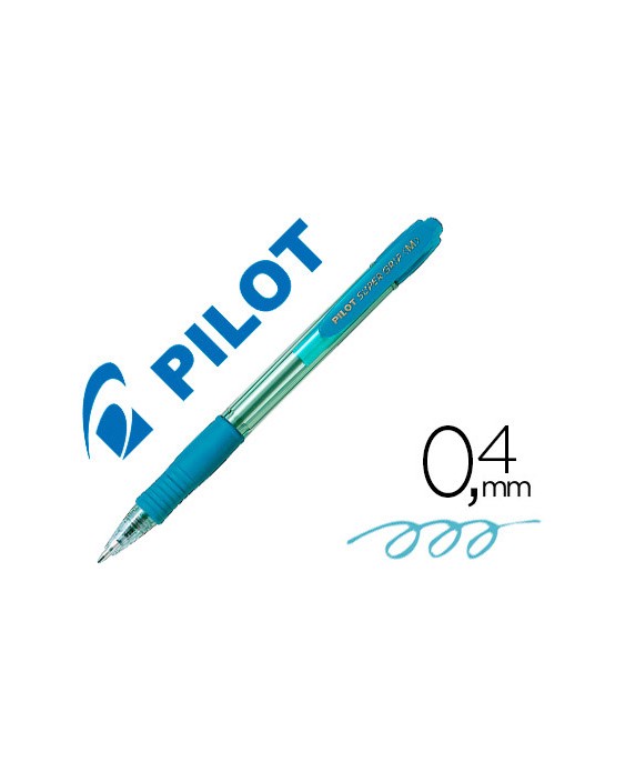 Boligrafo pilot super grip celeste retractil sujecion de caucho tinta base de aceite