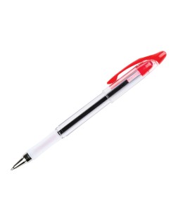 Boligrafo q-connect delta rojo sujecion de caucho con capuchon