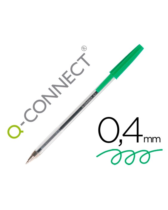 Boligrafo transparente q-connect verde medio kf01043