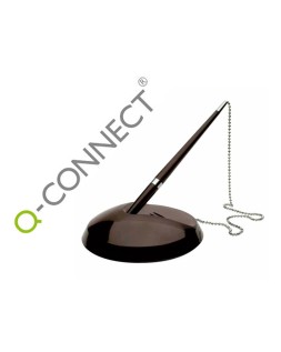 Boligrafo extensible q-connect con cadena metalica y soporte adhesivo