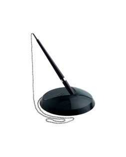 Boligrafo extensible q-connect con cadena metalica y soporte adhesivo