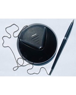 Boligrafo extensible q-connect con cadena metalica y soporte adhesivo