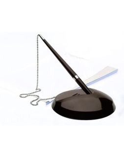 Boligrafo extensible q-connect con cadena metalica y soporte adhesivo
