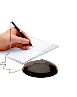 Boligrafo extensible q-connect con cadena metalica y soporte adhesivo