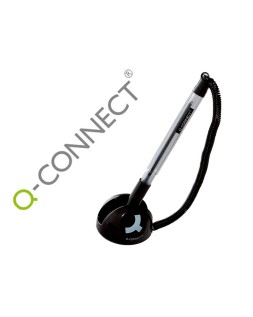 Boligrafo extensible q-connect con cadena plastico y soporte adhesivo