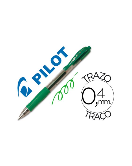 Boligrafo pilot g-2 verde tinta gel retractil sujecion de caucho