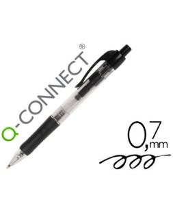 Boligrafo q-connect retractil con sujecion de caucho tinta aceite 0,7 mm color negro