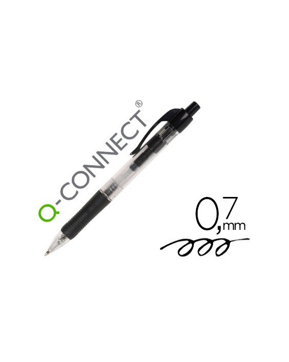 Boligrafo q-connect retractil con sujecion de caucho tinta aceite 0,7 mm color negro