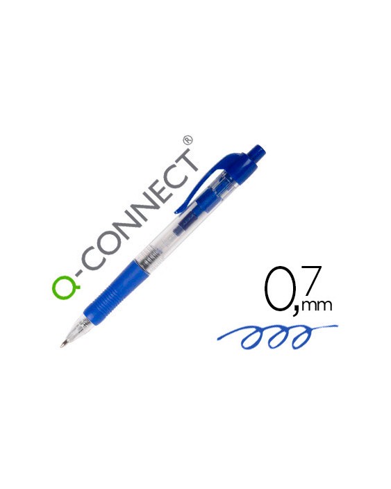 Boligrafo q-connect retractil con sujecion de caucho tinta aceite 0,7 mm color azul