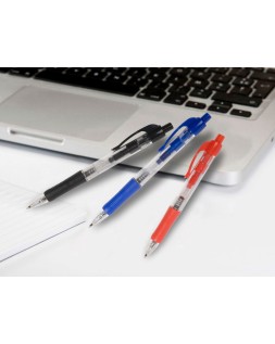 Boligrafo q-connect retractil con sujecion de caucho tinta aceite 0,7 mm color azul