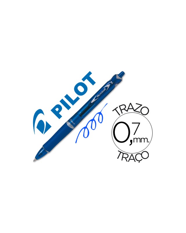 Boligrafo pilot acroball azul tinta aceite punta de bola de 1,0mm retractil