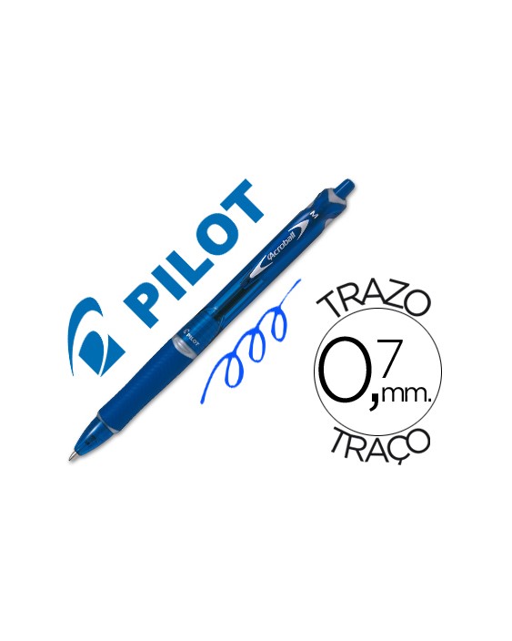 Boligrafo pilot acroball azul tinta aceite punta de bola de 1,0mm retractil