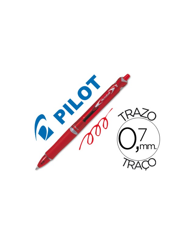 Boligrafo pilot acroball rojo tinta aceite punta de bola de 1,0mm retractil