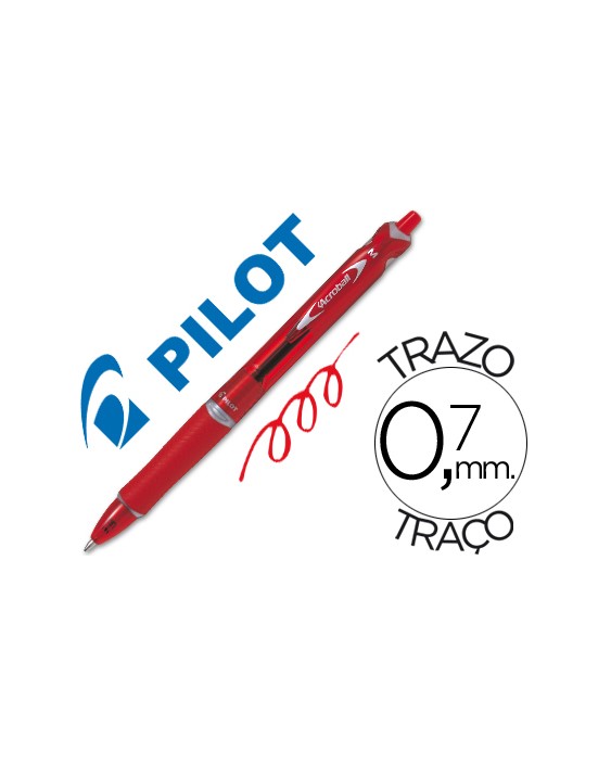 Boligrafo pilot acroball rojo tinta aceite punta de bola de 1,0mm retractil