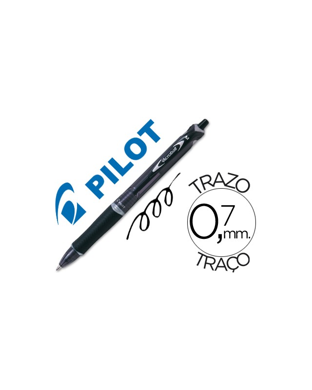 Boligrafo pilot acroball negro tinta aceite punta de bola de 1,0mm retractil