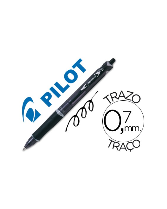 Boligrafo pilot acroball negro tinta aceite punta de bola de 1,0mm retractil