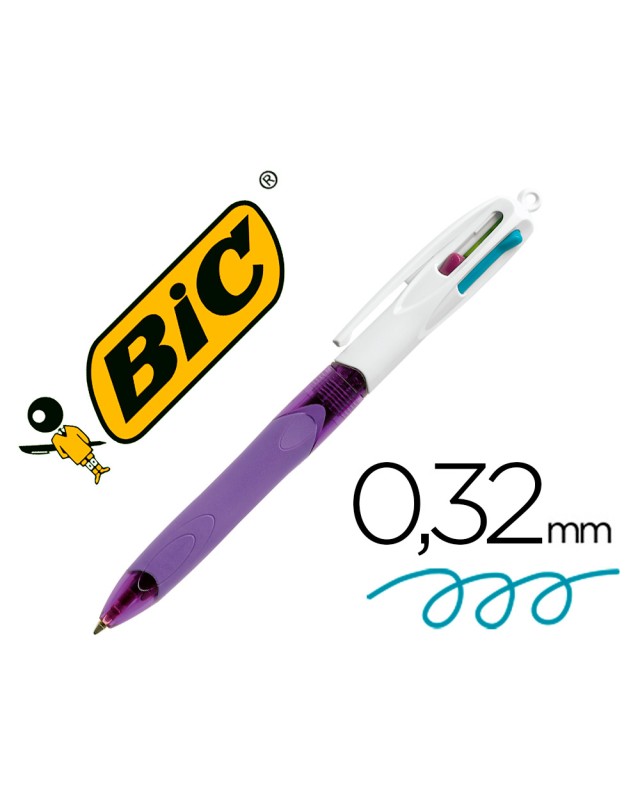 Boligrafo bic cuatro colores con grip colores pastel punta 1 mm